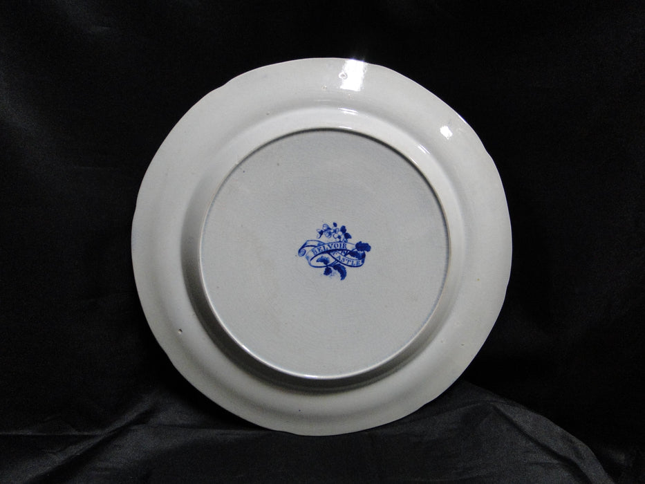 Belvoir Castle Blue & White, Floral Rim: Dinner Plate, 10 1/4", Crazing