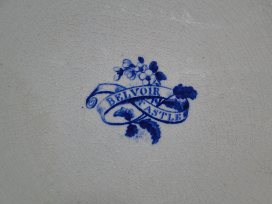 Belvoir Castle Blue & White, Floral Rim: Dinner Plate, 10 1/4", Crazing