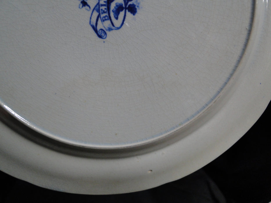 Belvoir Castle Blue & White, Floral Rim: Dinner Plate, 10 1/4", Crazing