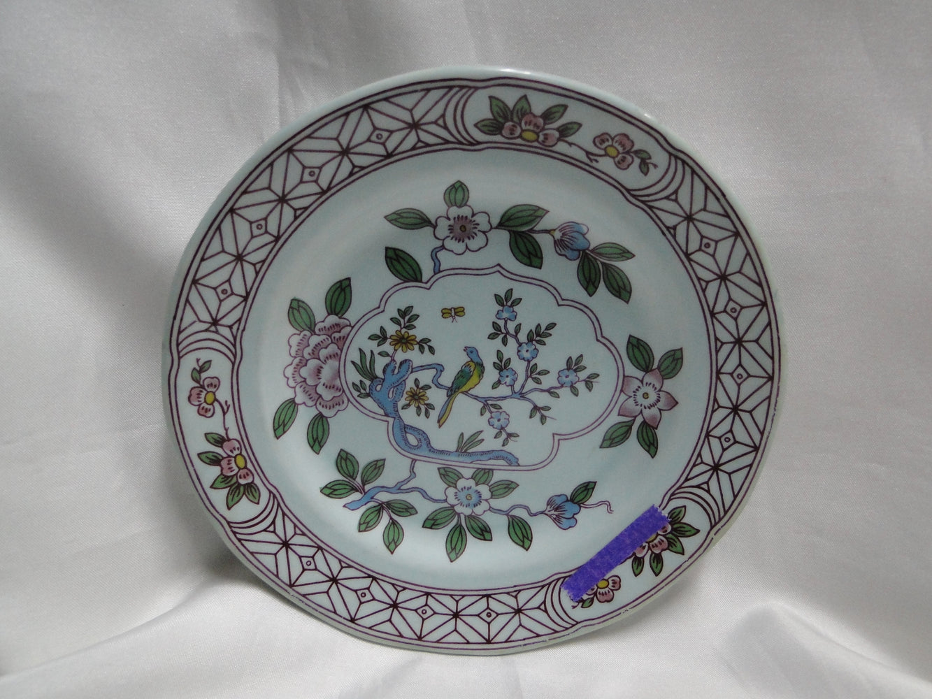 Adams Singapore Bird, Celadon w/ Florals: Bread Plate, 6", Wear
