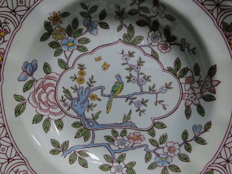 Adams Singapore Bird, Celadon w/ Florals: Rim Soup Bowl (s), 7 3/4" x 1 1/2"