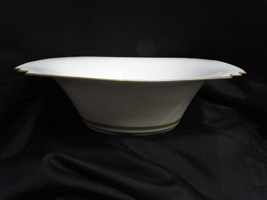Villeroy & Boch Vivian, Ivory Rim, Gold Bands: Oval Serving Bowl, 11 3/8"