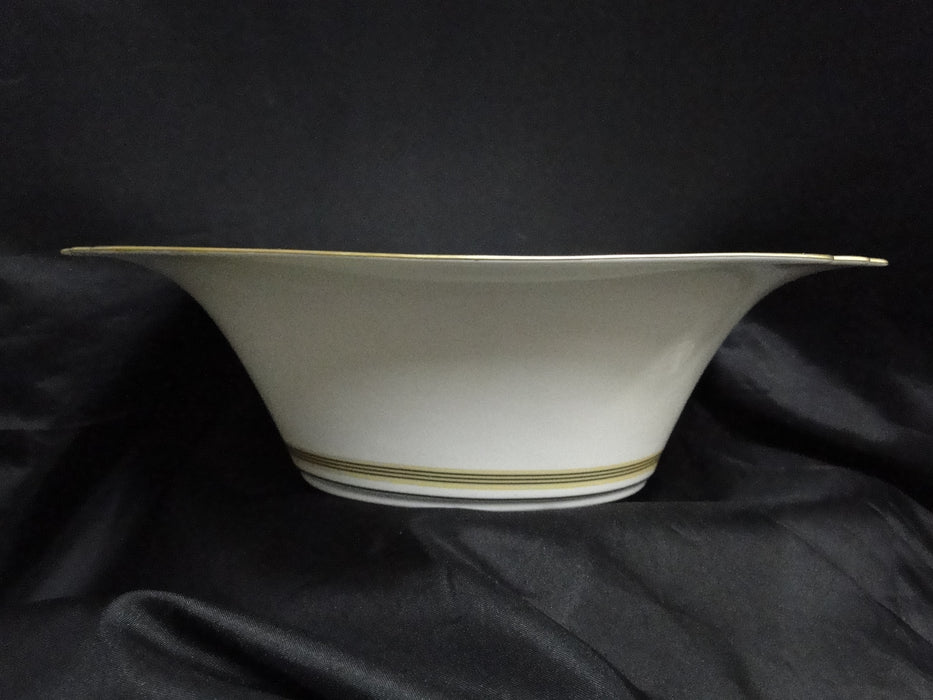 Villeroy & Boch Vivian, Ivory Rim, Gold Bands: Oval Serving Bowl, 11 3/8"