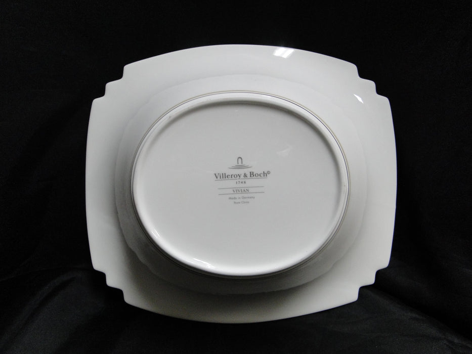 Villeroy & Boch Vivian, Ivory Rim, Gold Bands: Oval Serving Bowl, 11 3/8"