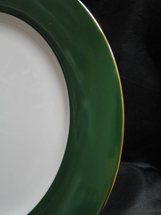 Zrike Green Rim, White Center, Gold Trim: Charger / Dinner Plate (s), 12 1/8"