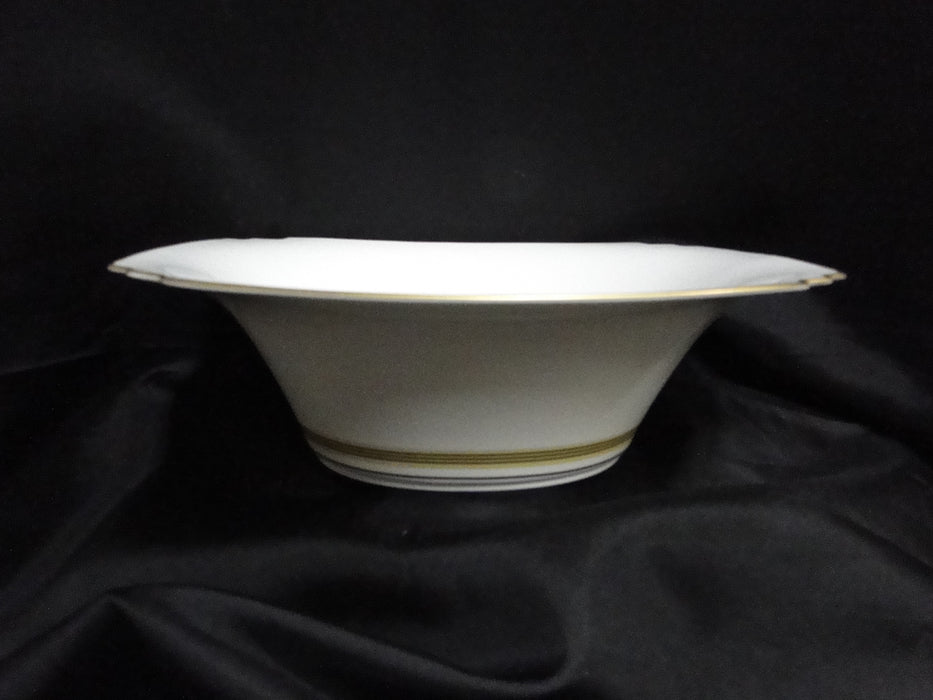 Villeroy & Boch Vivian, Ivory Rim, Gold Bands: Oval Serving Bowl, 9 3/4"