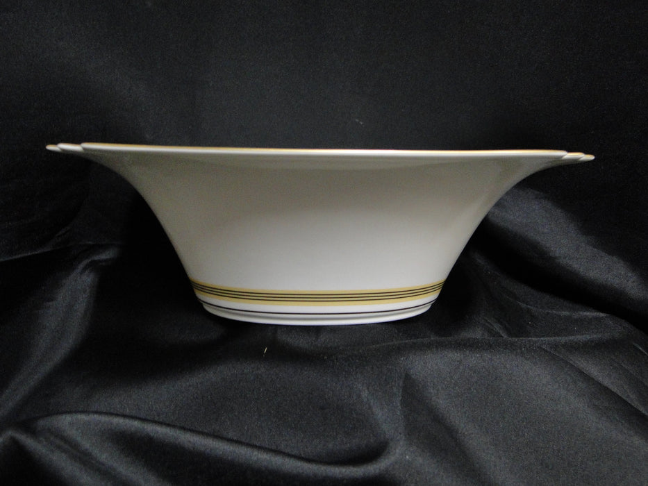 Villeroy & Boch Vivian, Ivory Rim, Gold Bands: Oval Serving Bowl, 9 3/4"