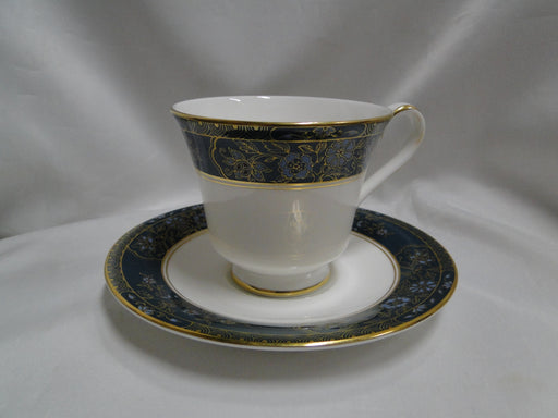 Royal Doulton Carlyle: Blue Flowers, Teal Band, Gold: Cup & Saucer Set (s), 3"