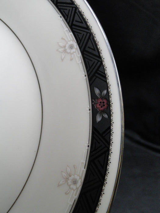 Noritake Etienne, 7260, Black Band, Florals: Salad Plate (s), 8 1/4"
