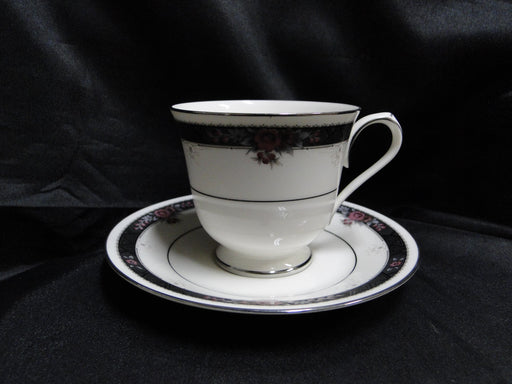Noritake Etienne, 7260, Black Band, Florals: Cup & Saucer Set (s), 3"