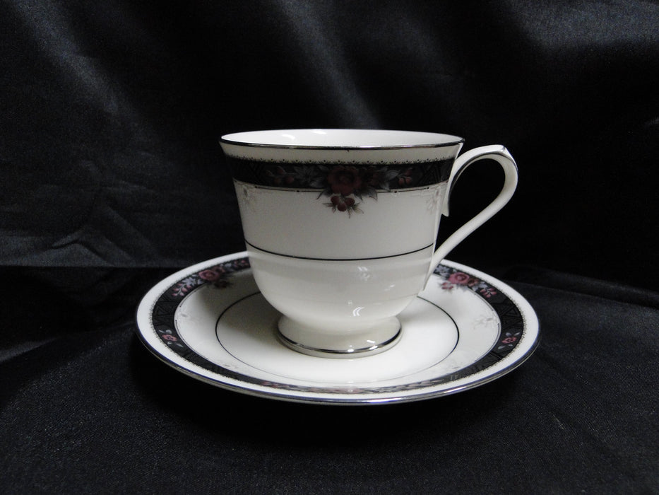 Noritake Etienne, 7260, Black Band, Florals: Cup & Saucer Set (s), 3"
