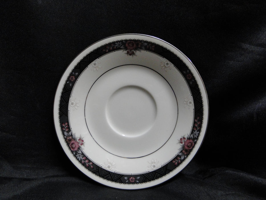 Noritake Etienne, 7260, Black Band, Florals: Cup & Saucer Set (s), 3"
