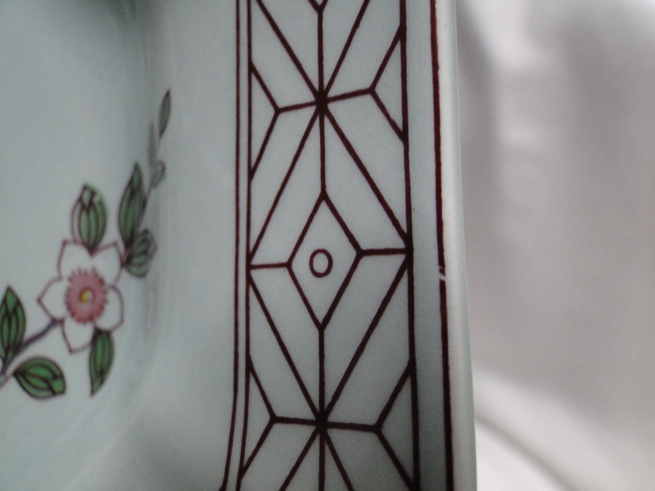 Adams Singapore Bird, Celadon w/ Florals: Octagonal Platter, 11 3/4" x 9"