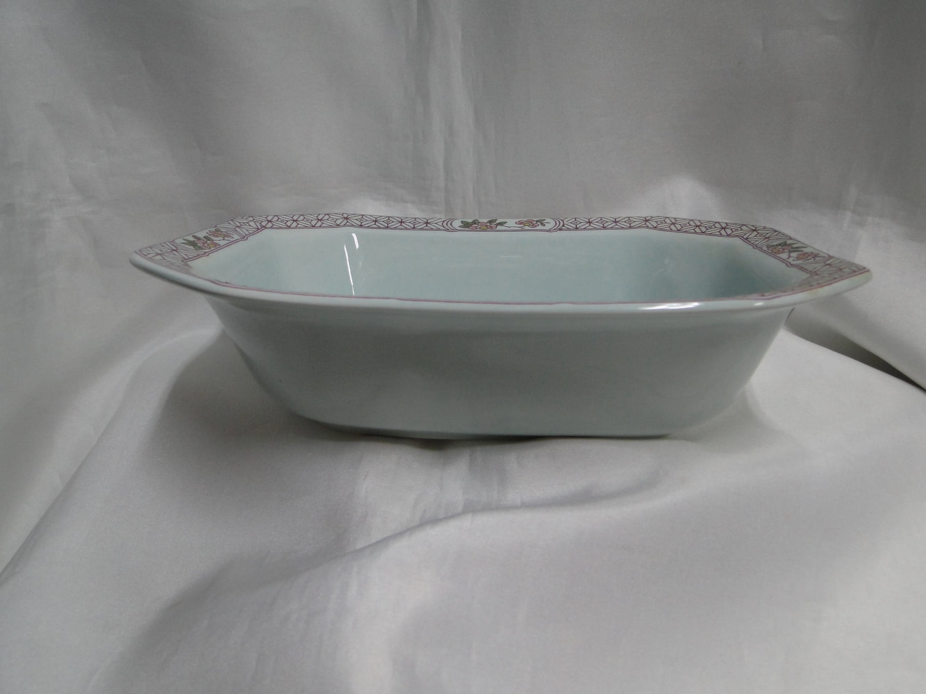 Adams Singapore Bird, Celadon w/ Florals: Octagonal Serving Bowl, 9 1/2"