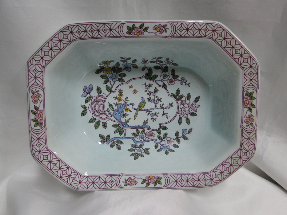 Adams Singapore Bird, Celadon w/ Florals: Octagonal Serving Bowl, 9 1/2"