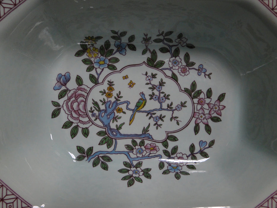 Adams Singapore Bird, Celadon w/ Florals: Octagonal Serving Bowl, 9 1/2"