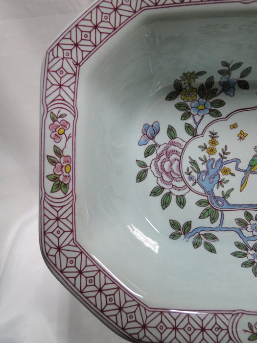 Adams Singapore Bird, Celadon w/ Florals: Octagonal Serving Bowl, 9 1/2"