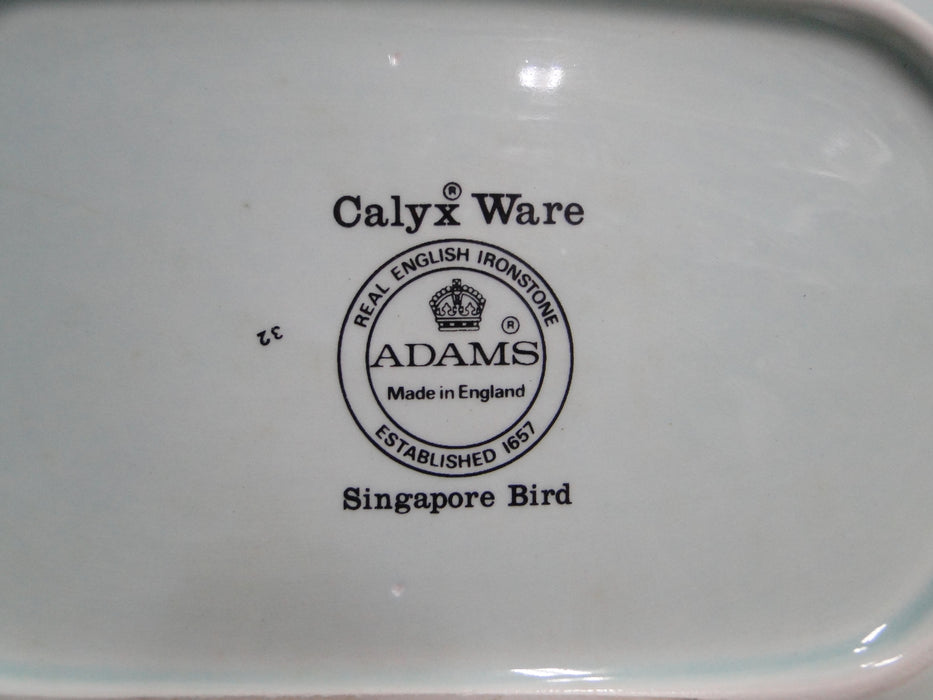 Adams Singapore Bird, Celadon w/ Florals: Octagonal Serving Bowl, 9 1/2"