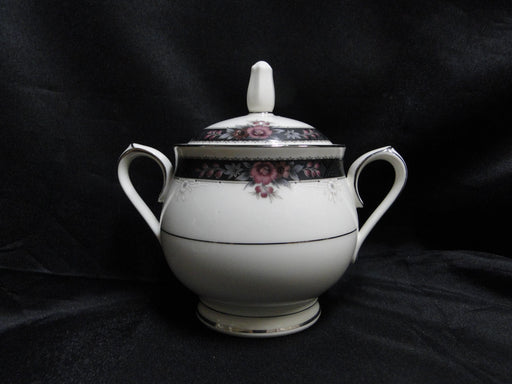 Noritake Etienne, 7260, Black Band, Florals: Sugar Bowl & Lid, 4 3/4" w/ Lid