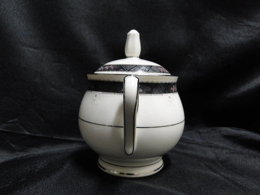 Noritake Etienne, 7260, Black Band, Florals: Sugar Bowl & Lid, 4 3/4" w/ Lid