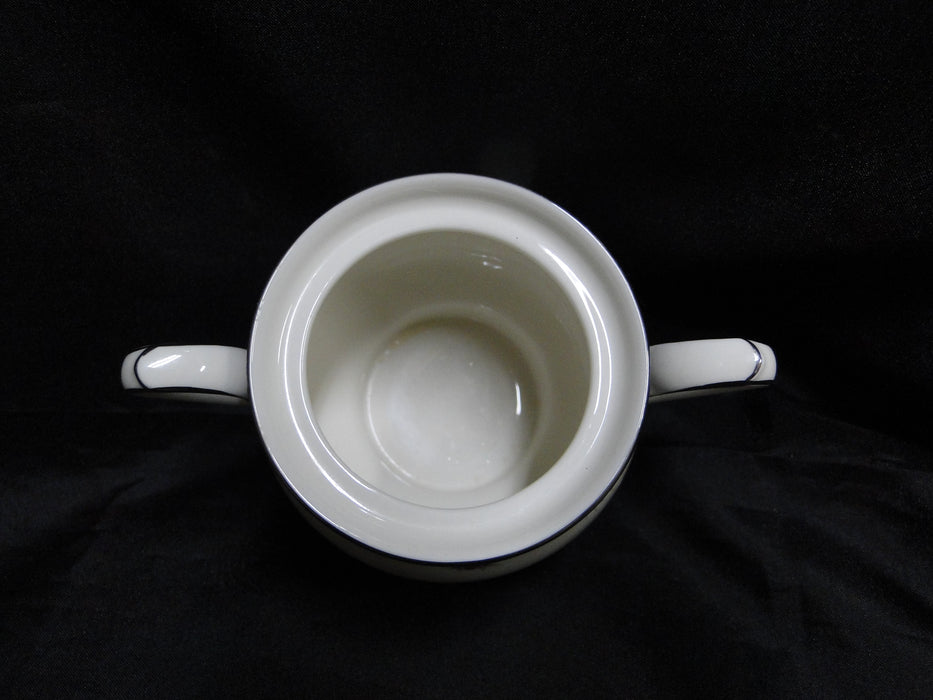 Noritake Etienne, 7260, Black Band, Florals: Sugar Bowl & Lid, 4 3/4" w/ Lid