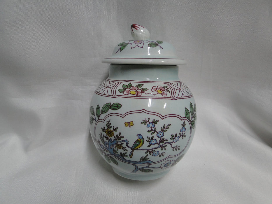 Adams Singapore Bird, Celadon w/ Florals: Sugar Bowl, 5" Tall
