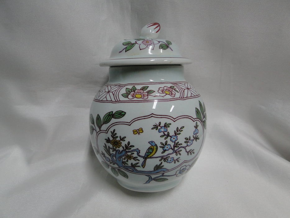 Adams Singapore Bird, Celadon w/ Florals: Sugar Bowl, 5" Tall