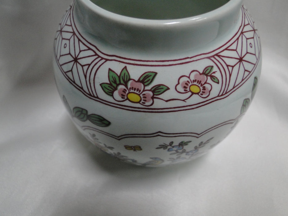 Adams Singapore Bird, Celadon w/ Florals: Sugar Bowl, 5" Tall
