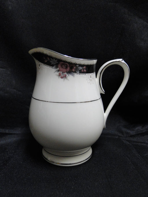 Noritake Etienne, 7260, Black Band, Florals: Creamer / Cream Pitcher, 4 1/2"