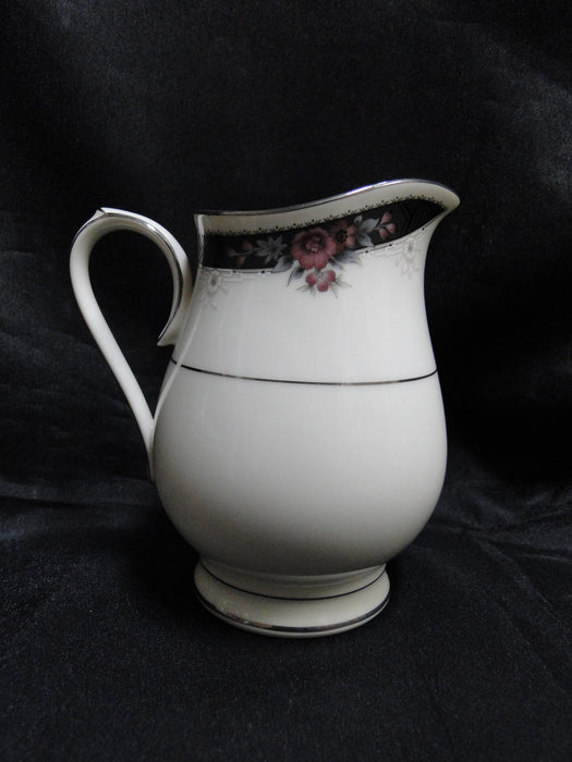 Noritake Etienne, 7260, Black Band, Florals: Creamer / Cream Pitcher, 4 1/2"