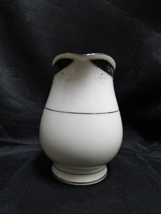 Noritake Etienne, 7260, Black Band, Florals: Creamer / Cream Pitcher, 4 1/2"