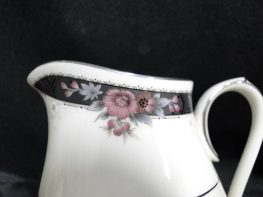 Noritake Etienne, 7260, Black Band, Florals: Creamer / Cream Pitcher, 4 1/2"