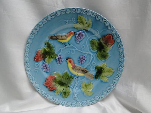 German Majolica Birds & Grapes 230, Blue: Luncheon Plate, 9 1/8", Wear