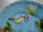 German Majolica Birds & Grapes 230, Blue: Luncheon Plate, 9 1/8", Wear