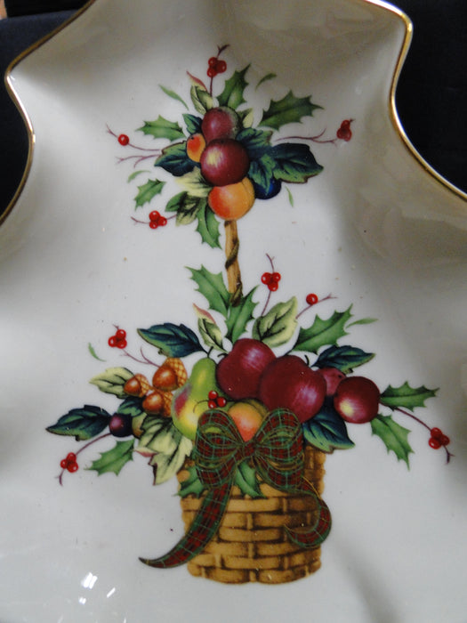 Lenox Holiday Tartan, Fruit, Plaid Ribbon: Christmas Tree Candy Dish, 7 5/8"