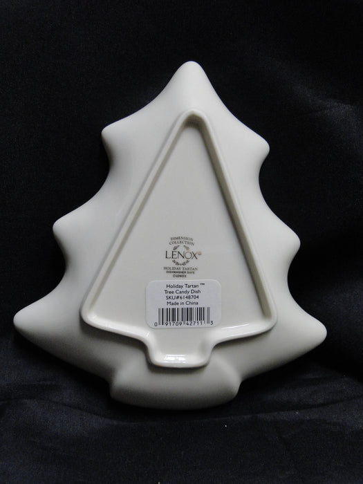 Lenox Holiday Tartan, Fruit, Plaid Ribbon: Christmas Tree Candy Dish, 7 5/8"