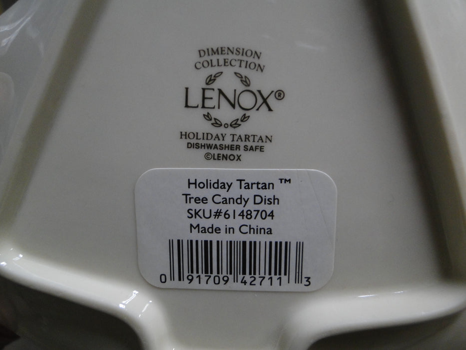 Lenox Holiday Tartan, Fruit, Plaid Ribbon: Christmas Tree Candy Dish, 7 5/8"
