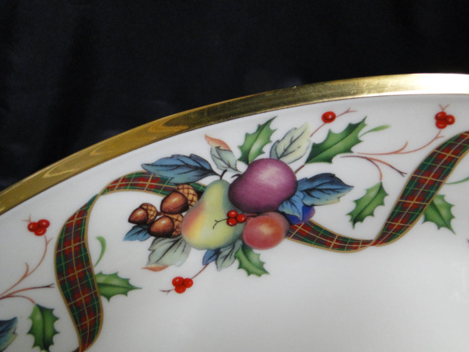 Lenox Holiday Tartan, Fruit, Plaid Ribbon: Oval Serving Platter (s), 13 3/4"