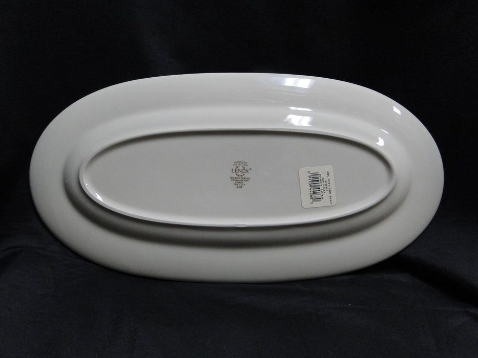 Lenox Holiday Tartan, Fruit, Plaid Ribbon: Oval Sandwich Tray, 14 1/4" x 7 1/4"