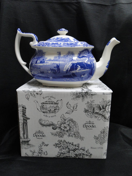 Spode Italian, Blue Scene, England: NEW Teapot & Lid, 5 1/2" Tall, Box