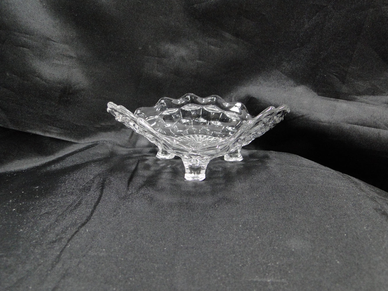 Fostoria American Clear: Triangular Tricorn Dish, 3-Toed, 7 1/4" x 2 3/4" Tall