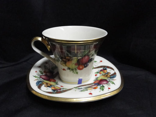 Lenox Holiday Tartan, Fruit, Plaid Ribbon: Square Cup & Saucer Set 3 1/8", As Is