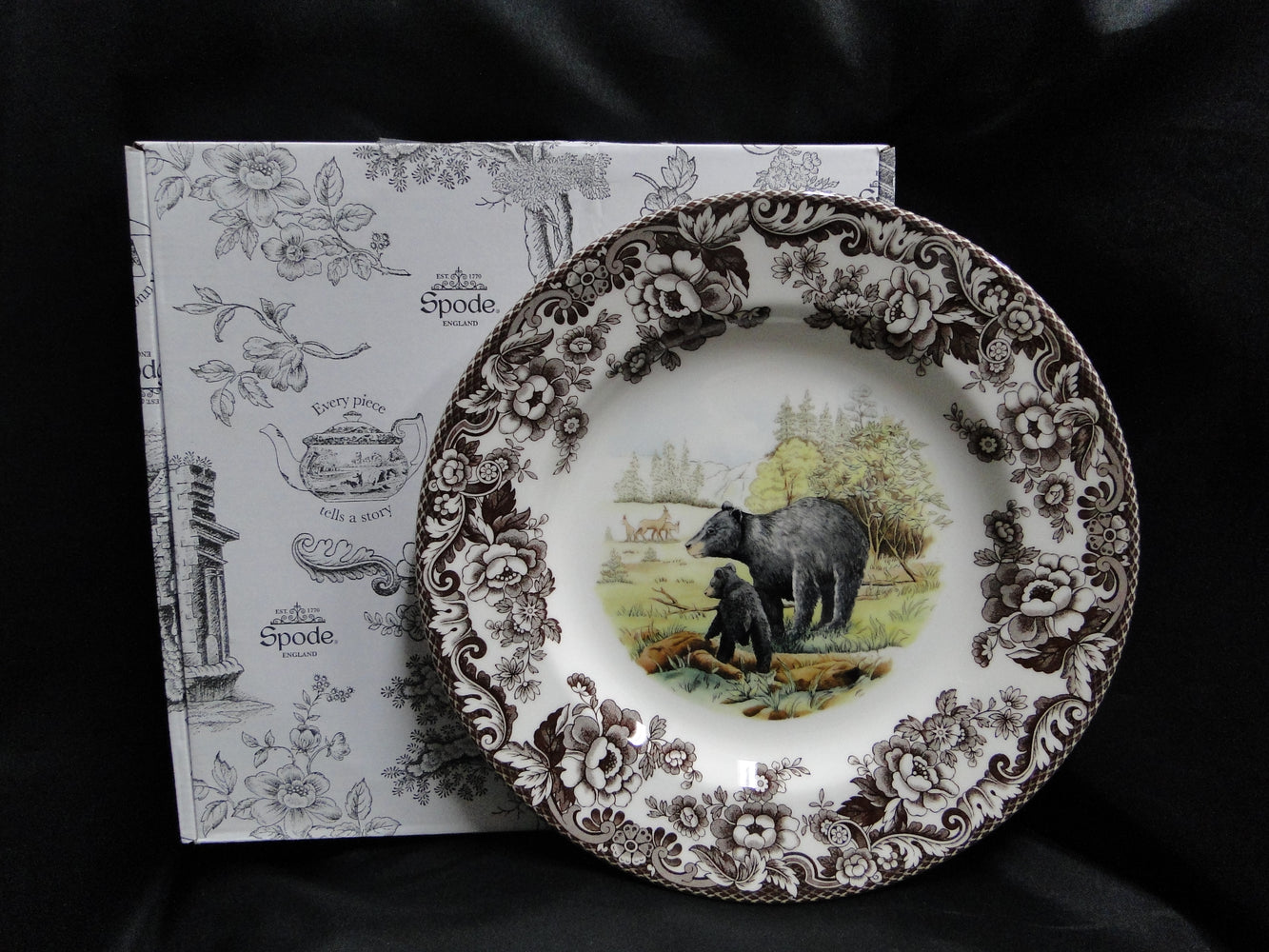 Spode Woodland Black Bear, England: NEW Dinner Plate (s), 10 1/2", Box