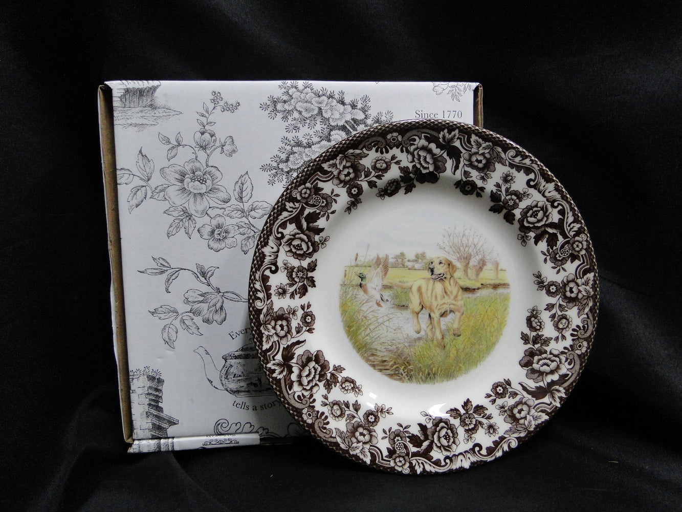 Spode Woodland Yellow Labrador Hunting Dog: NEW Salad Plate (s), 7 3/4", Box