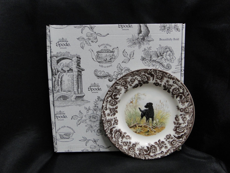 Spode Woodland Black Labrador Hunting Dog, England: NEW Salad Plate (s), Box
