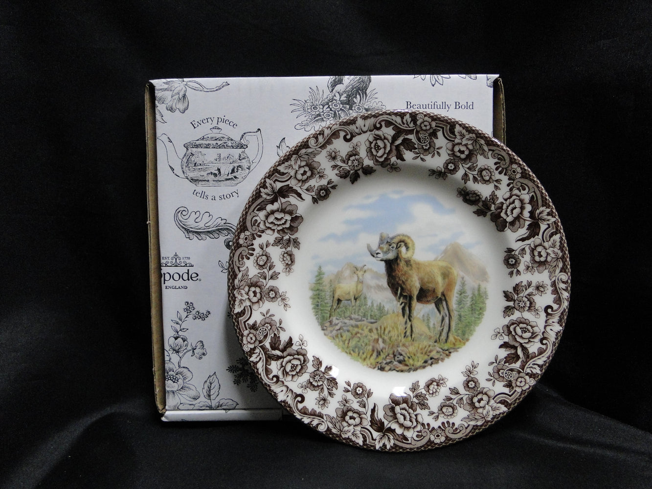 Spode Woodland Bighorn Sheep, England: NEW Salad Plate (s), 7 3/4", Box