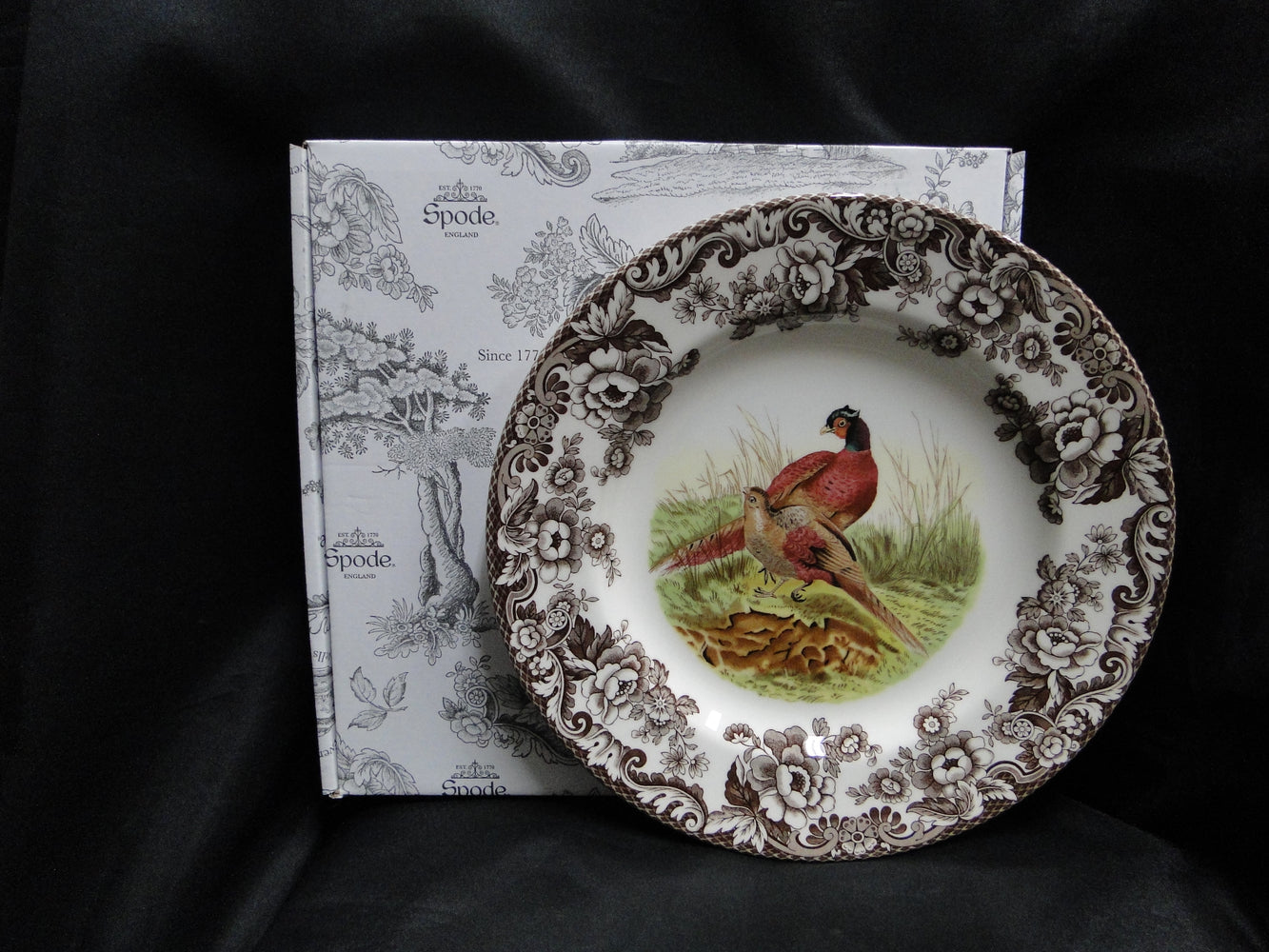 Spode Woodland Pheasant Game Bird, England: NEW Dinner Plate, 10 1/2", Box