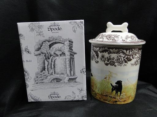 Spode Woodland Hunting Dogs: NEW Dog Treat Canister, 7 1/2" x 4 3/4", Box