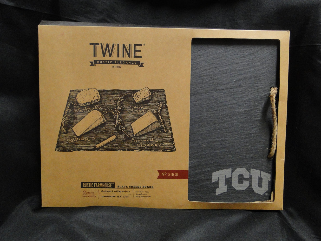 Rustic Farmhouse Twine: TCU Slate Chalkboard Cheeseboard Tray, 15 1/2"
