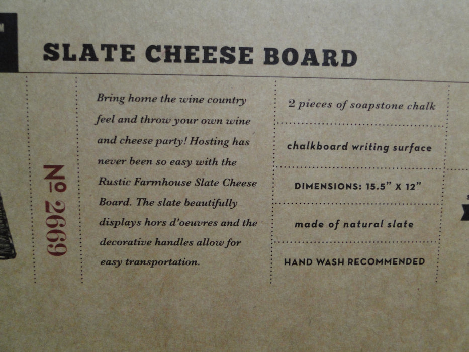 Rustic Farmhouse Twine: TCU Slate Chalkboard Cheeseboard Tray, 15 1/2"